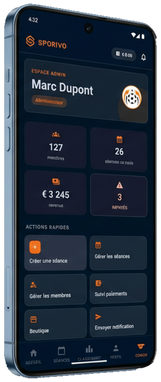 Dashboard admin Sporivo